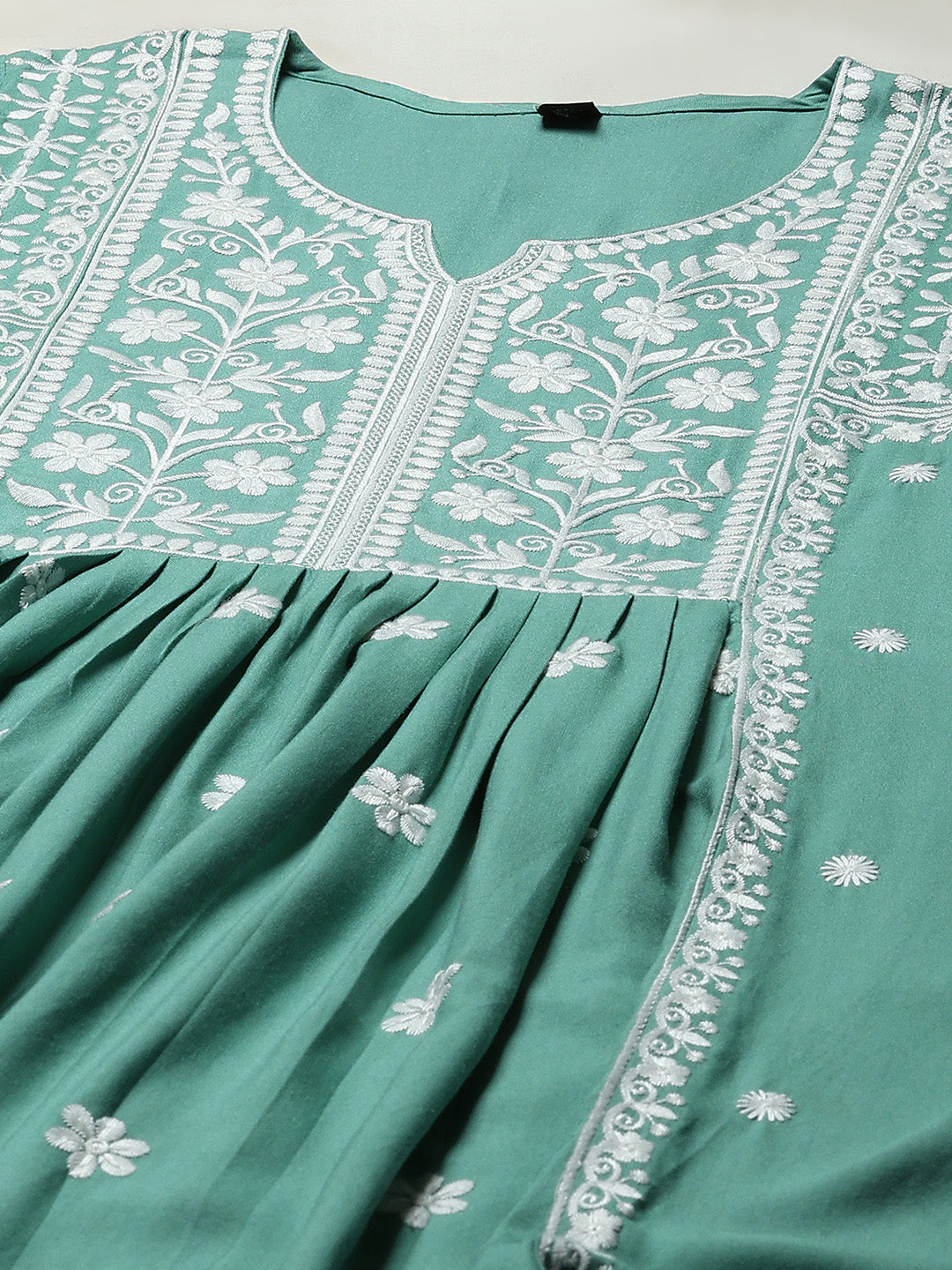 Embroidered Cotton Kurta With Pant &amp; Dupatta