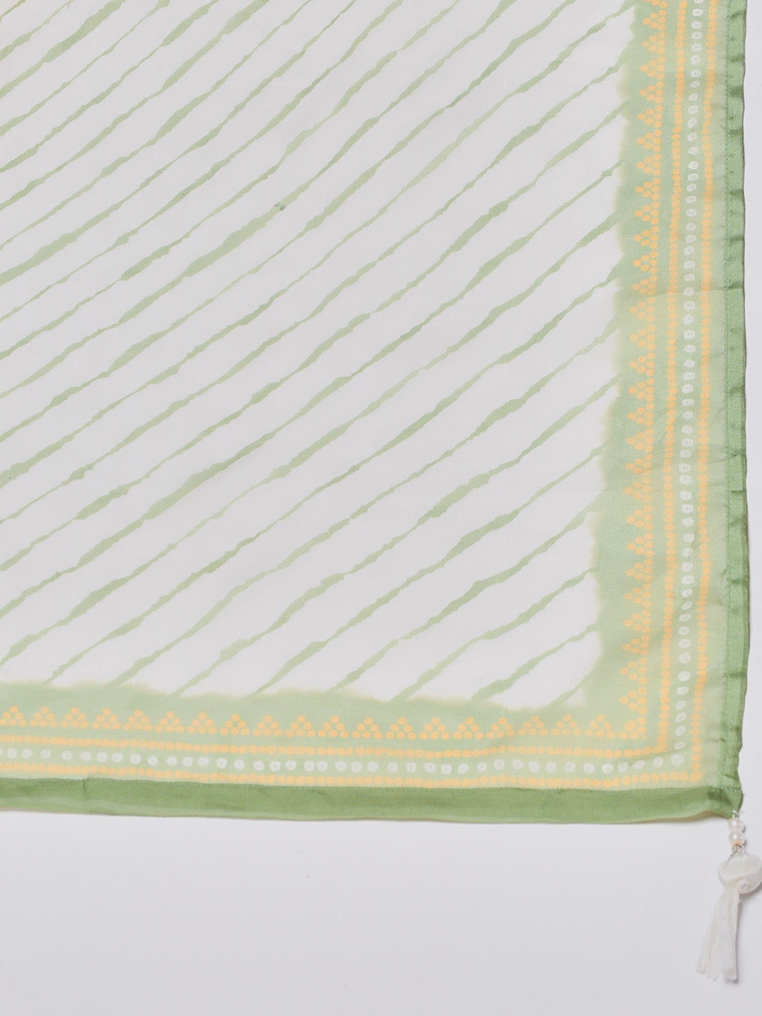 Bandhani Printed Crepe Kurta With Pants &amp; Dupatta