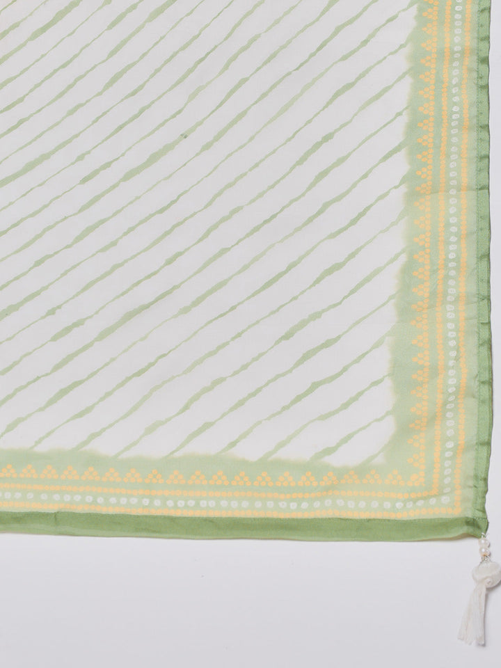 Bandhani Printed Crepe Kurta With Pants &amp; Dupatta