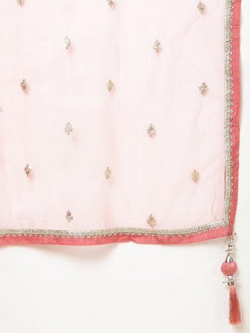 Resham Sequin Embroidery Georgette Kurta With Churidar & Dupatta