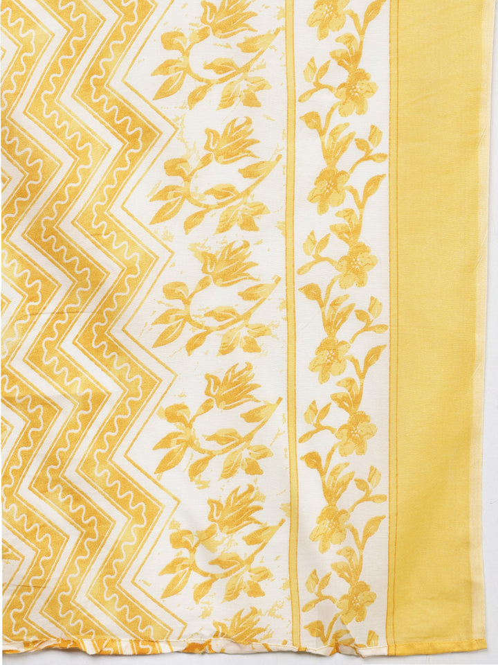 Printed Cotton Blend Kurta With Pants &amp; Dupatta