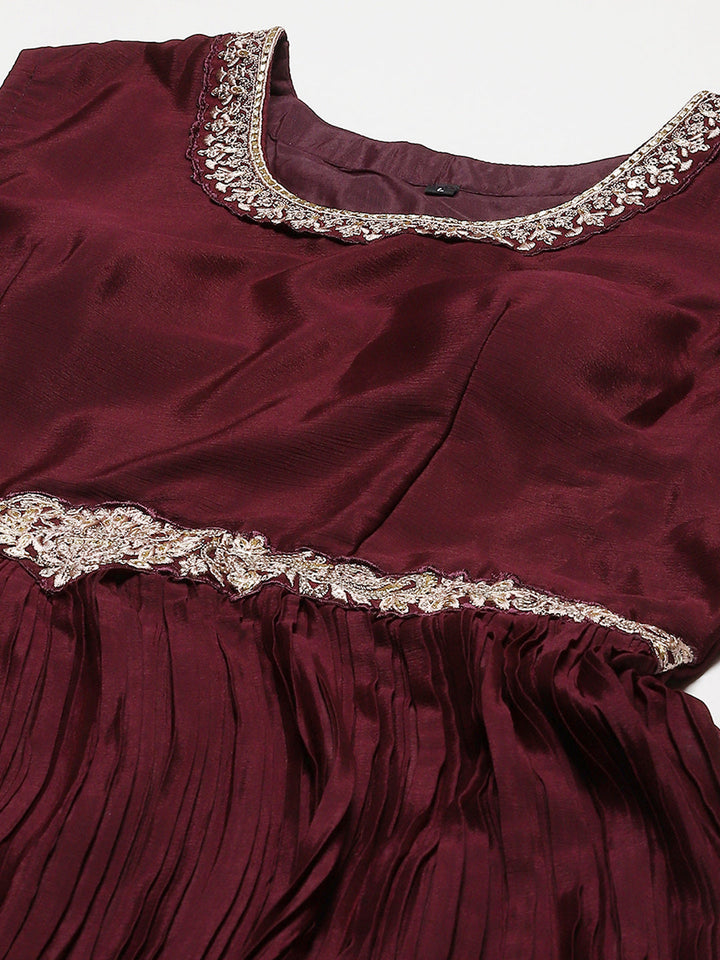 Gota Embroidery Crepe Kurta With Jacket &amp; Dupatta