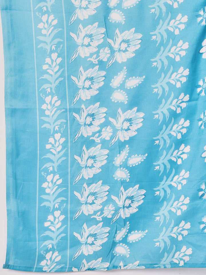 Printed Cotton Blend Kurta With Pants &amp; Dupatta