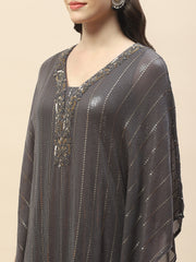 Sequin Work Georgette Kaftan Kurta With Pants