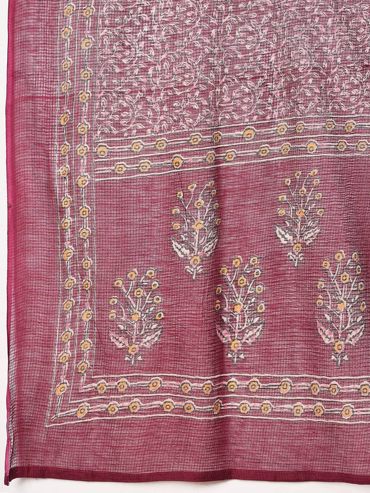 Floral Printed Cotton Blend Kurta With Pant &amp; Dupatta