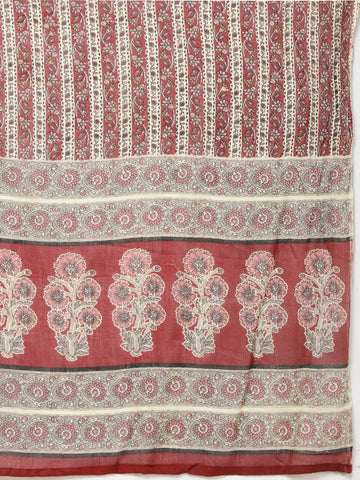 Block Print Cotton Suit Set With Dupatta