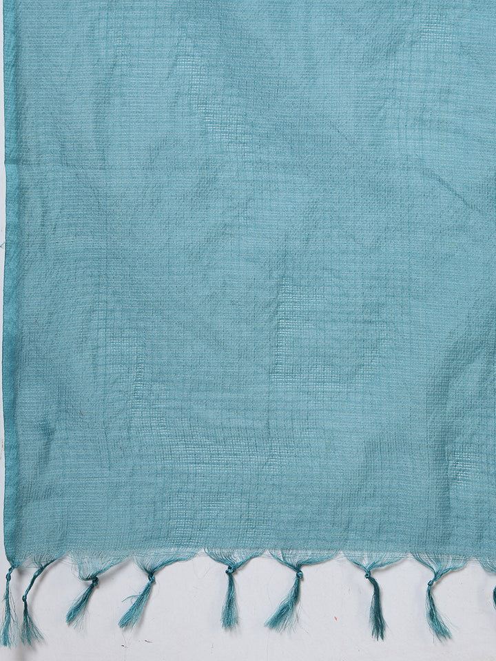 Embroidered Cotton Kurta With Pant &amp; Dupatta