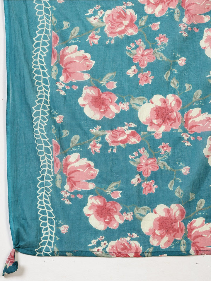 Printed Cotton Blend Kurta With Pant &amp; Dupatta