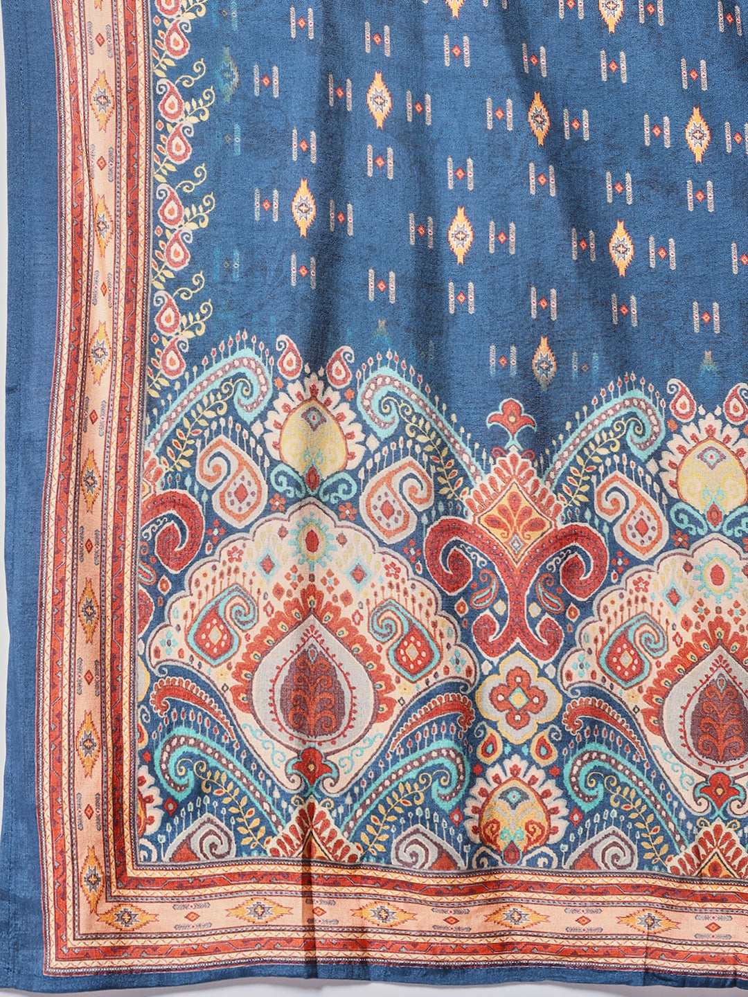 Printed Chanderi Kurta With Pants & Dupatta