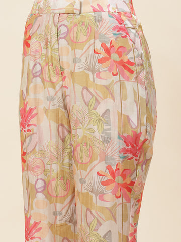 Floral Printed Muslin Kurti With Pants
