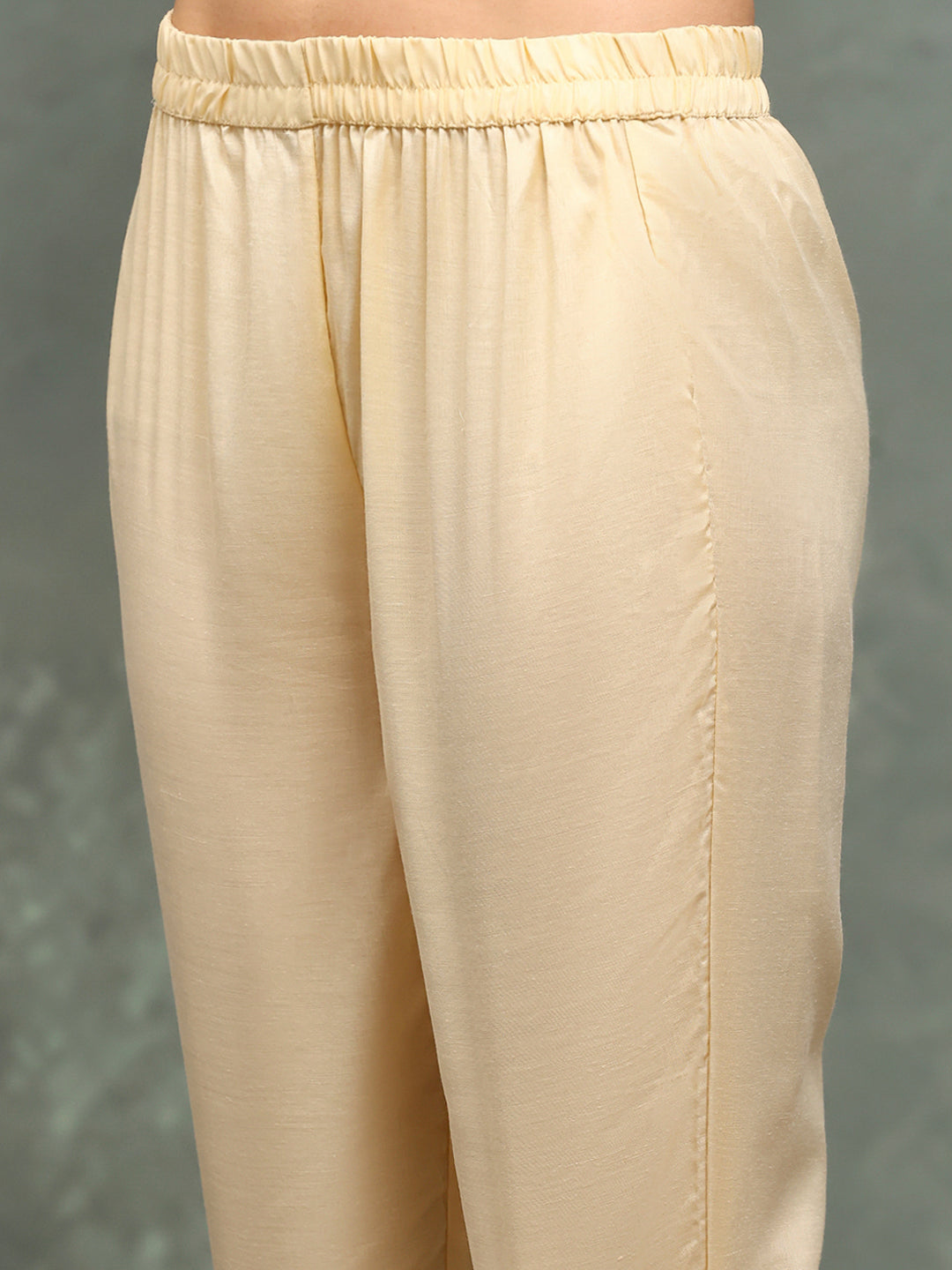 Resham Work Crepe Kurta With Pants &amp; Dupatta