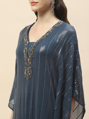 Sequin Work Georgette Kaftan Kurta With Pants