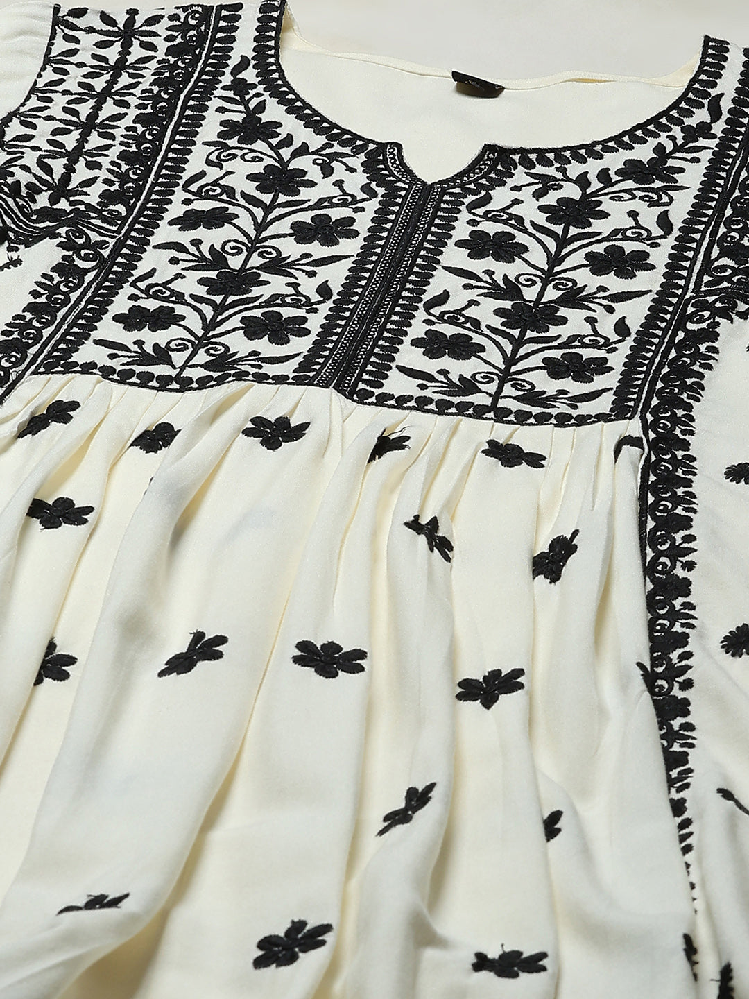 Embroidered Cotton Kurta With Pant &amp; Dupatta