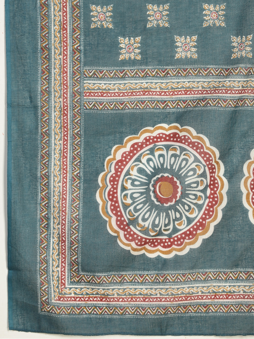 Printed Cotton Blend Kurta With Pants & Dupatta