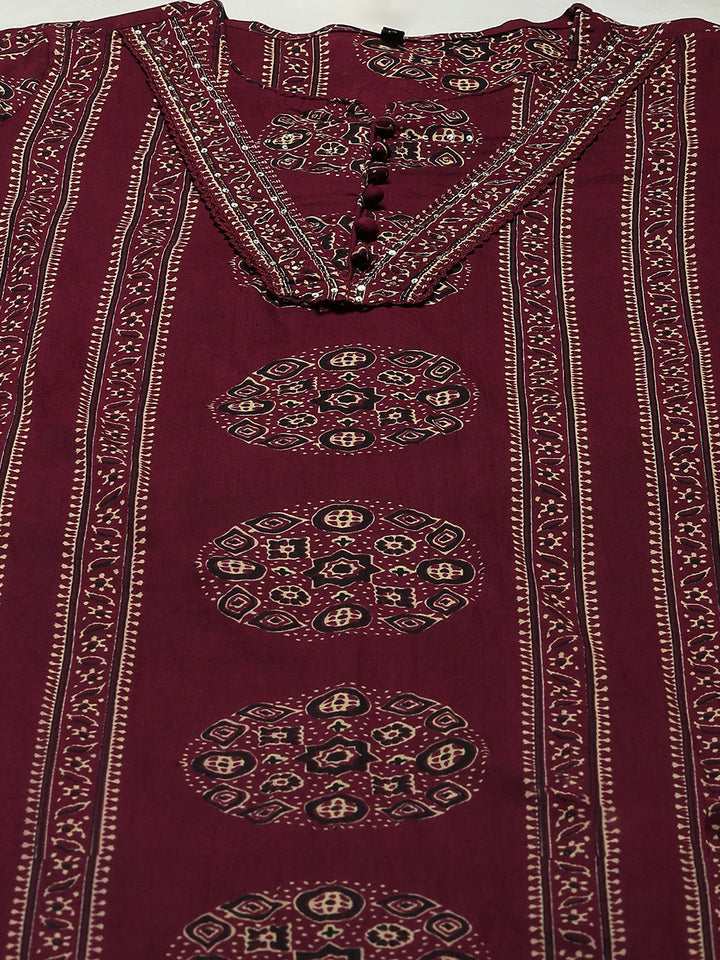 Printed Cotton Kurta With Pant &amp; Dupatta