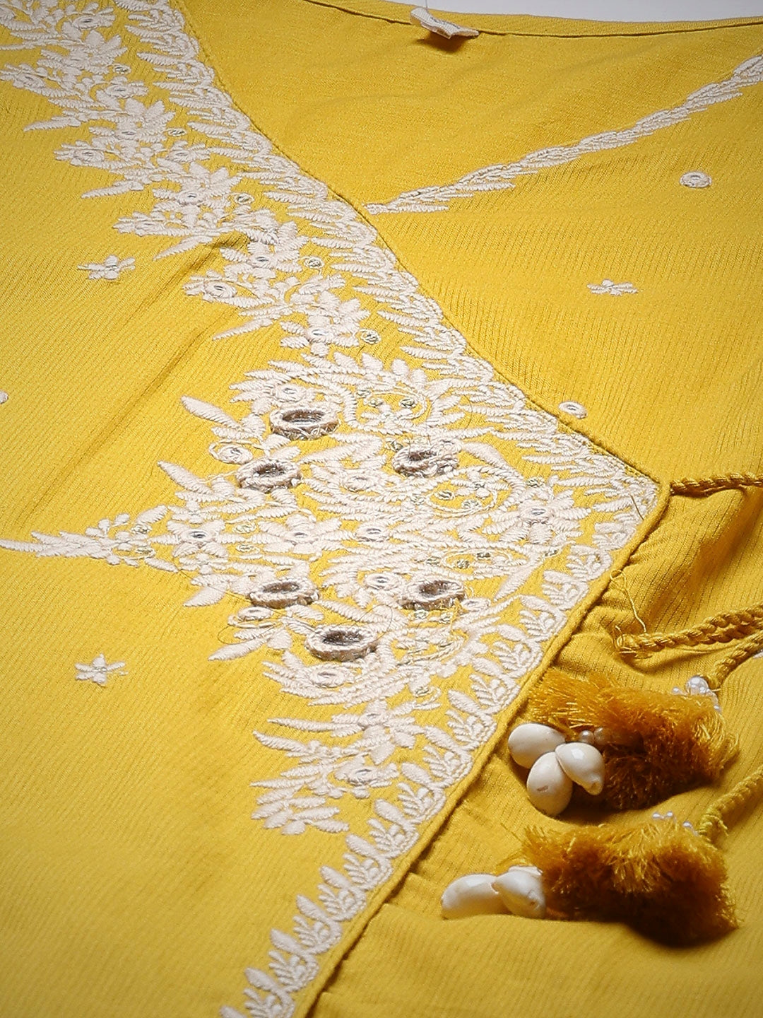 Embroidered Cotton Kurta With Pant &amp; Dupatta