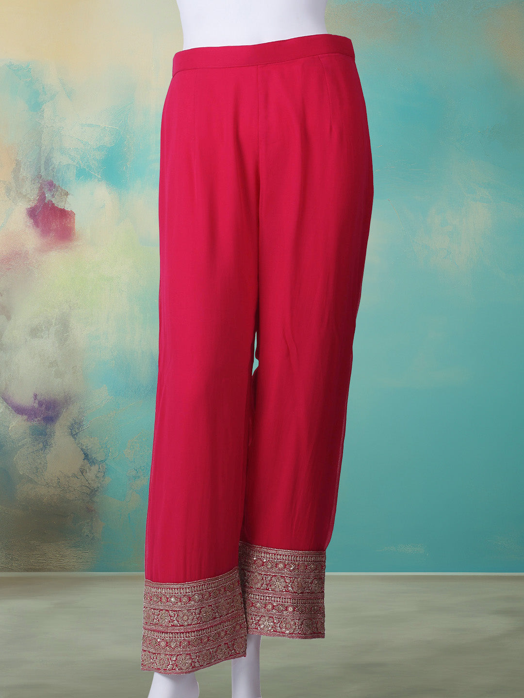 Embroidered Georgette Kurta With Pant &amp; Dupatta