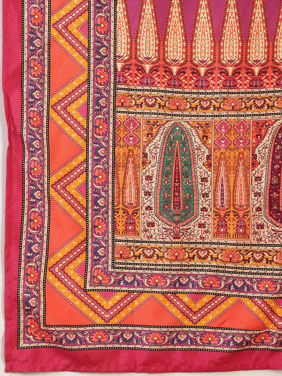Floral Printed Art Silk Kurta With Pant &amp; Dupatta