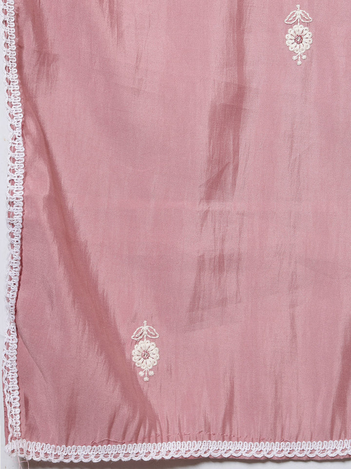 Printed Cotton Blend Kurta With Pants &amp; Dupatta