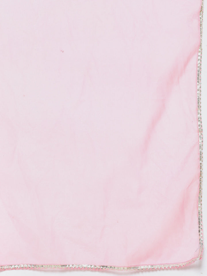 Embroidered Cotton Blend Kurta With Pant &amp; Dupatta