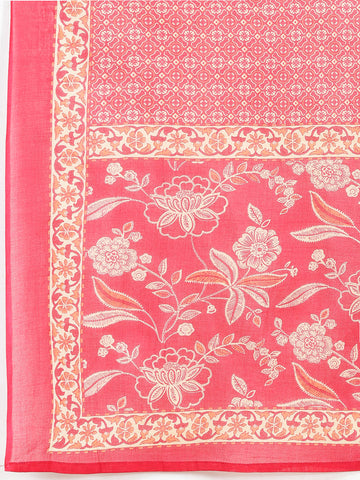 Floral Printed Cotton Kurta With Pants & Dupatta