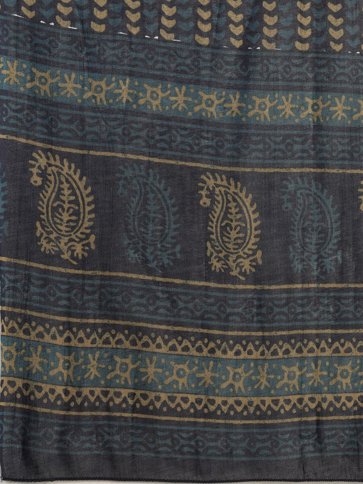 Printed Cotton Blend Suit With Pant &amp; Dupatta