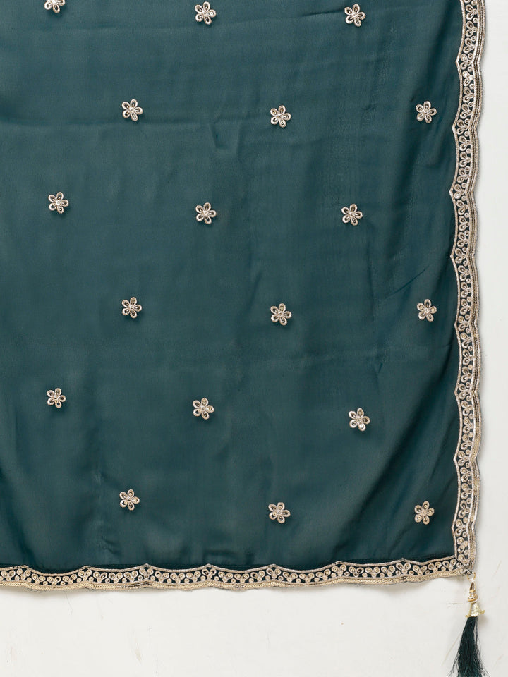 Resham Embroidery Georgette Kurta With Lehenga &amp; Dupatta