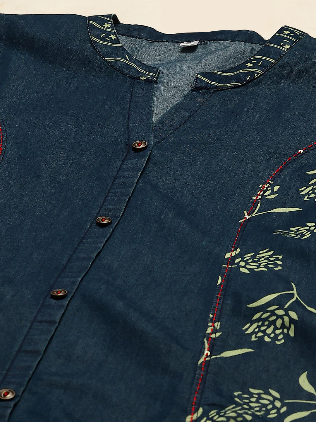 Printed Denim Kurta