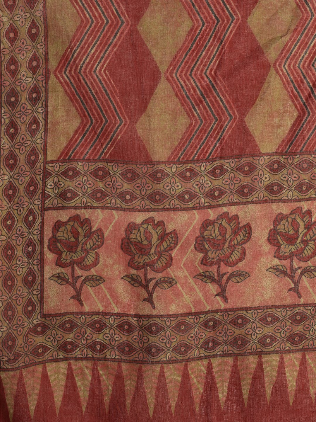 Printed Cotton Blend Suit With Pant &amp; Dupatta