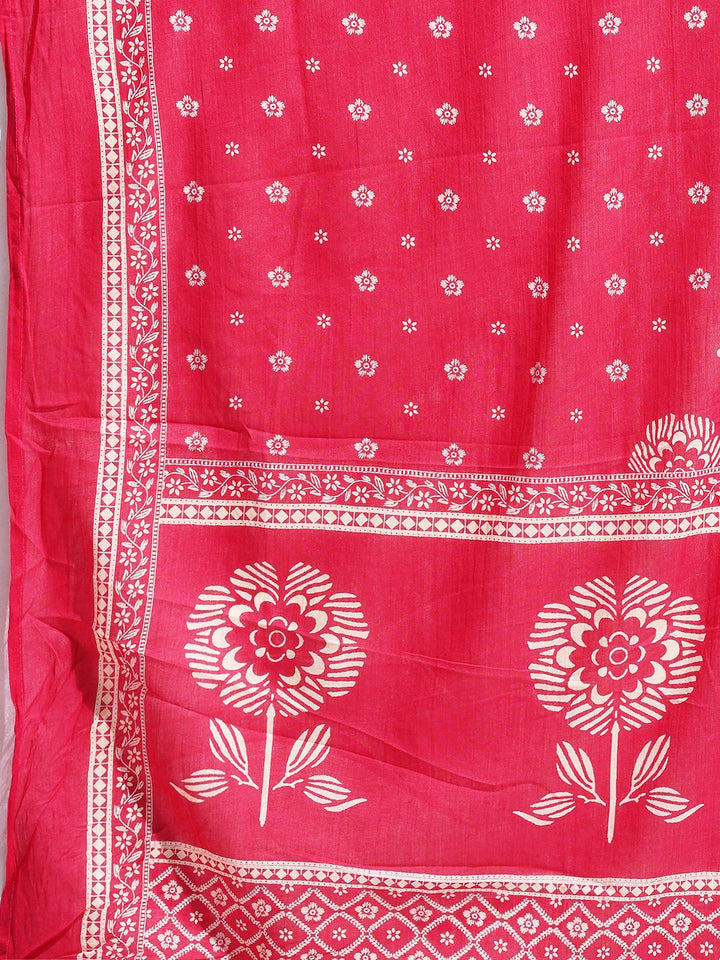 Printed Cotton Blend Kurta With Pant &amp; Dupatta