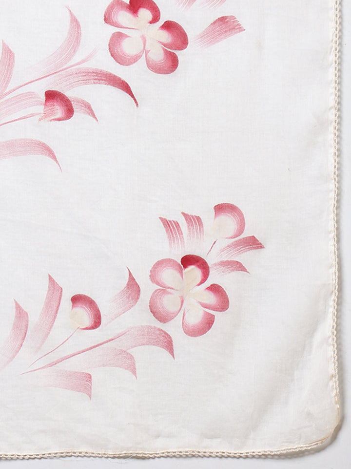 Printed Cotton Blend Kurta With Pants &amp; Dupatta