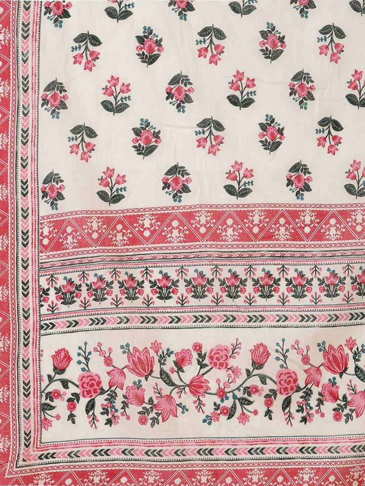 Printed Cotton Blend Kurta With Pant &amp; Dupatta