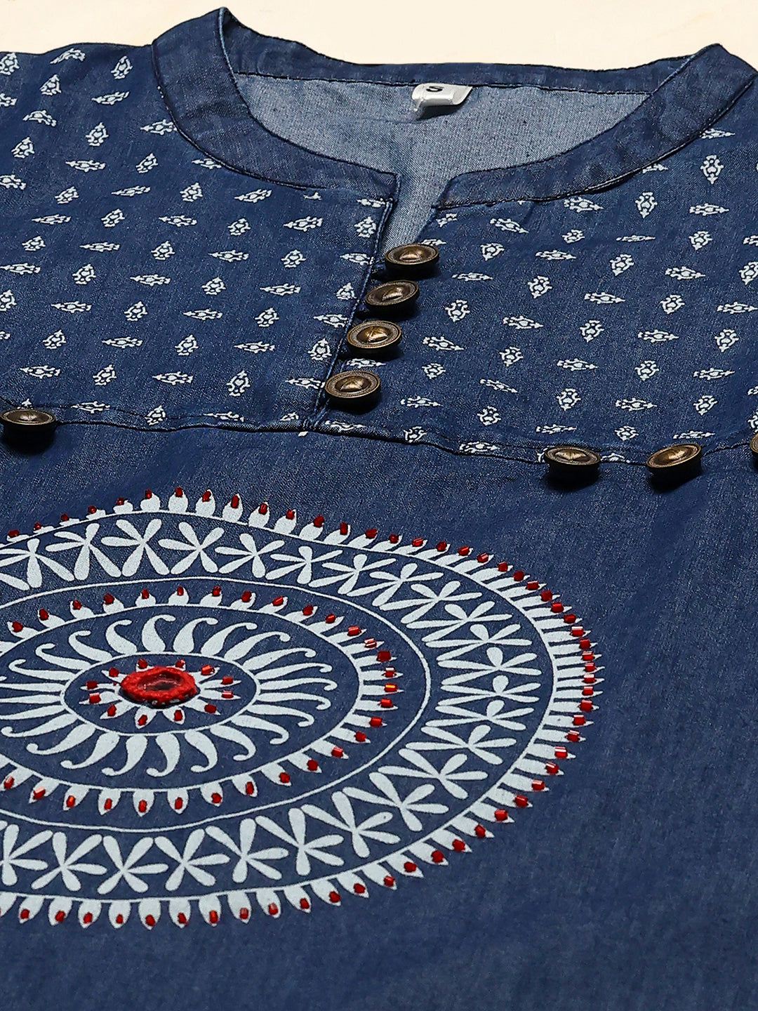Printed Denim Kurta