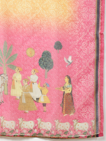 Neck Zari Gota Embroidery Chanderi Suit Set With Dupatta