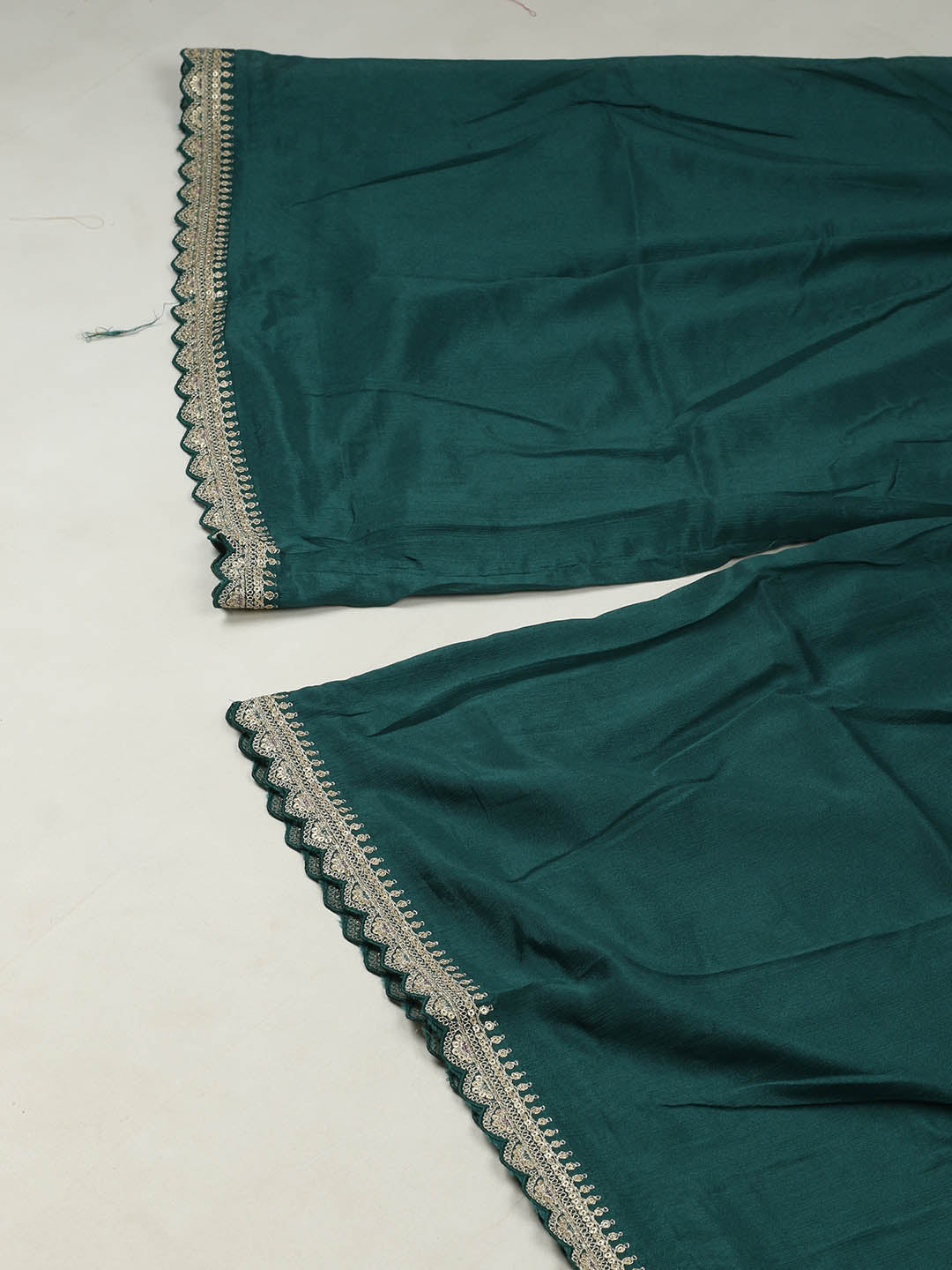 Embroidered Chinon Unstitched Suit With Pant &amp; Dupatta
