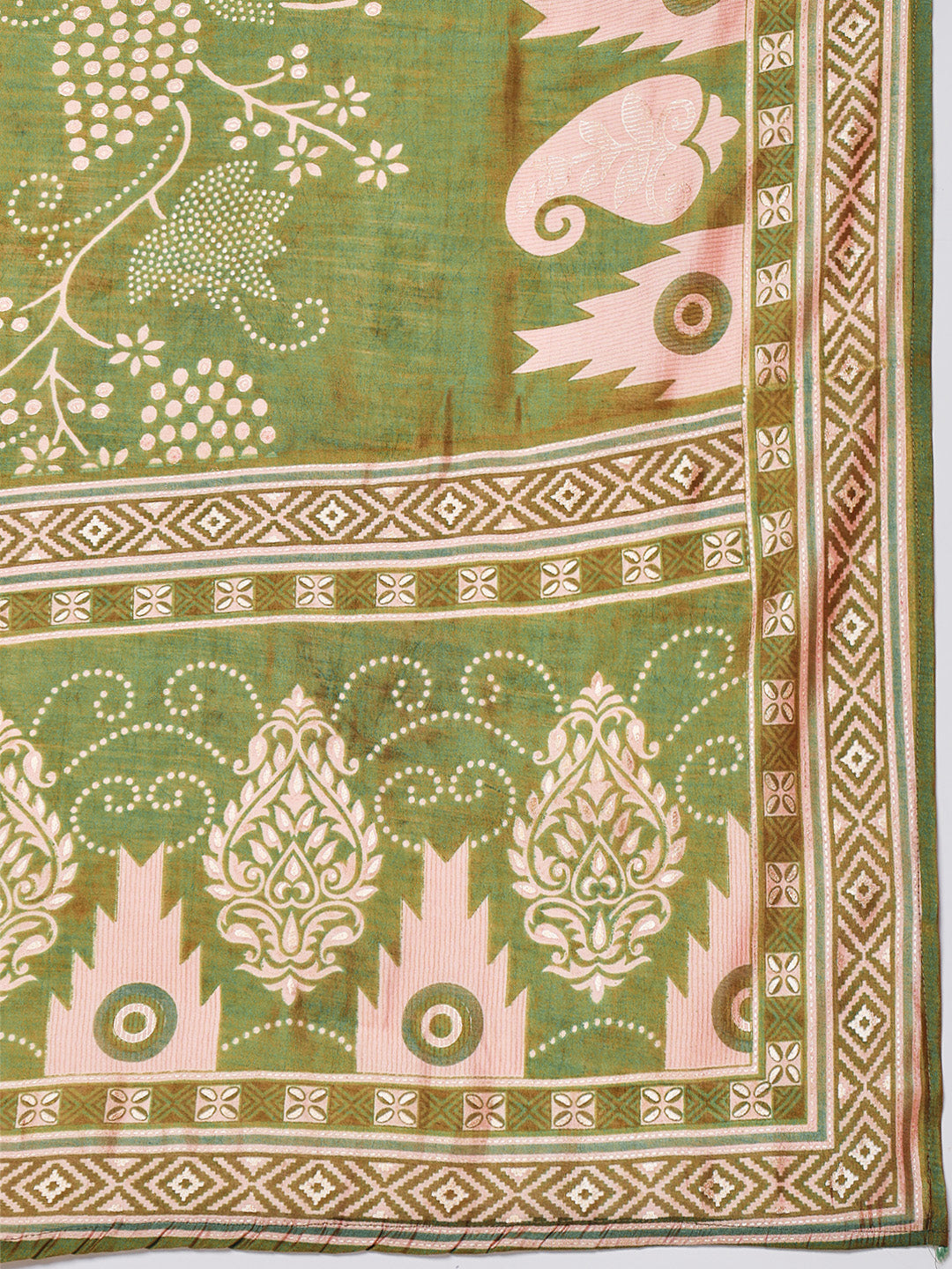 Printed Muslin Kurta With Pants & Dupatta