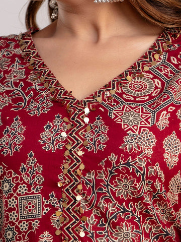 Printed Cotton Kurti With Pants