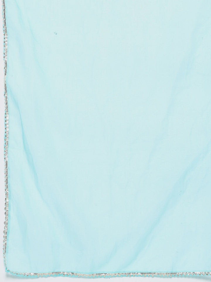 Embroidered Cotton Blend Kurta With Pant &amp; Dupatta