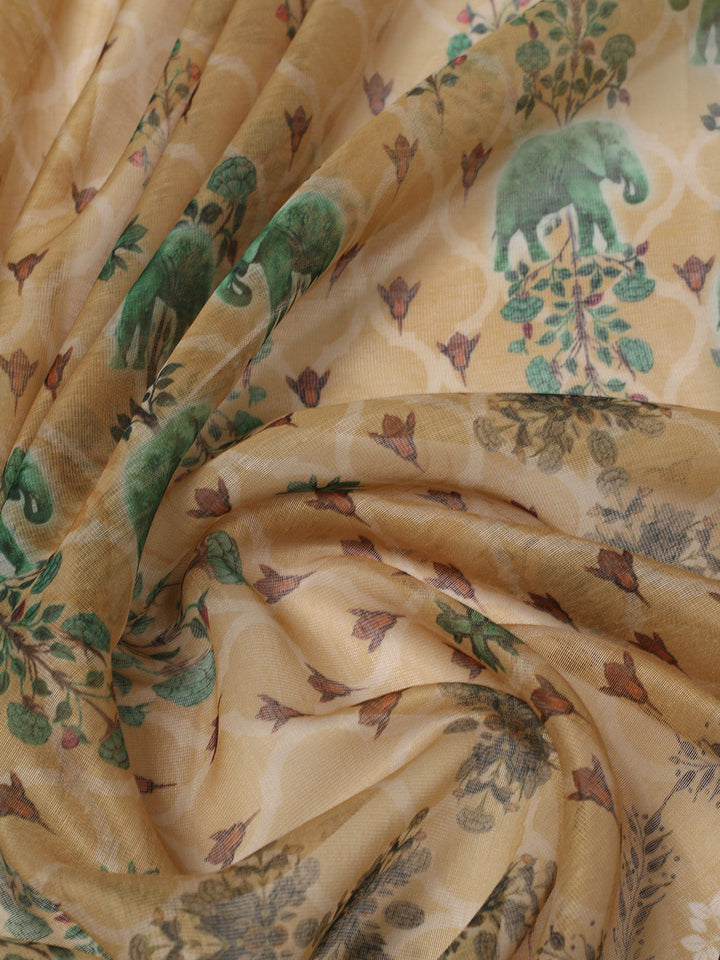 Embroidered Chanderi Kurta With Pant &amp; Dupatta