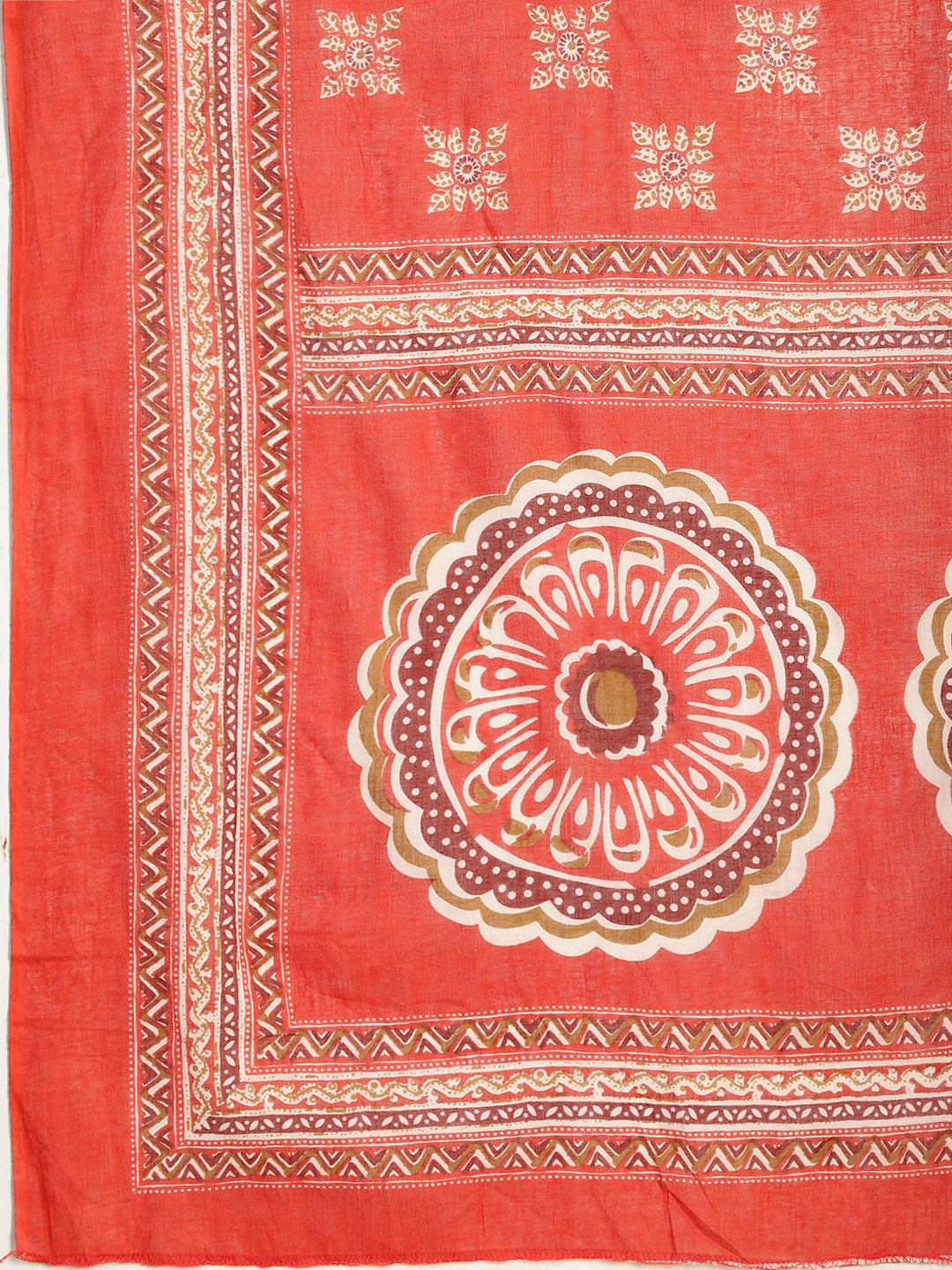 Printed Cotton Blend Kurta With Pants & Dupatta