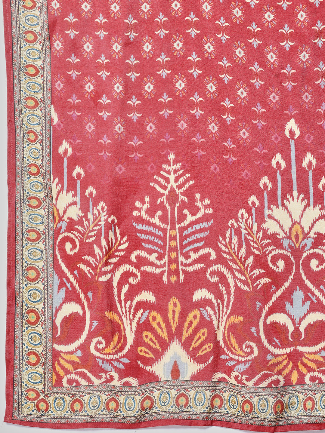 Printed Cotton Blend Kurta With Pants & Dupatta