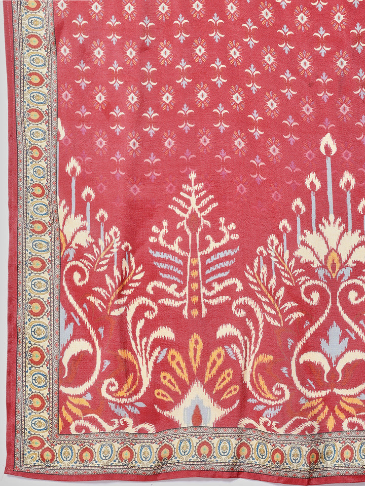 Printed Cotton Blend Kurta With Pants &amp; Dupatta