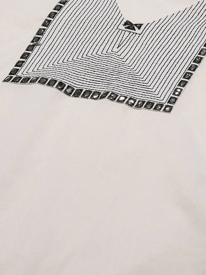Printed Cotton Blend Kurta With Pants