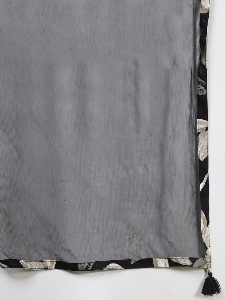 Printed Cotton Blend Kurta With Pants &amp; Dupatta