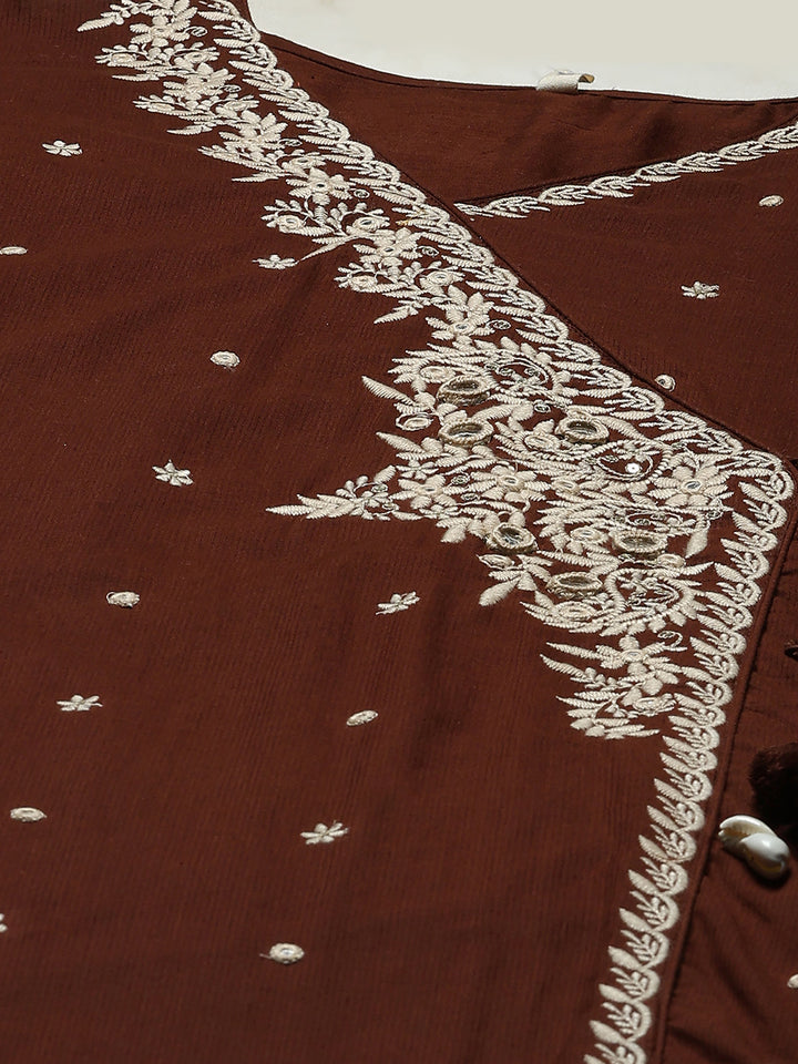 Embroidered Cotton Kurta With Pant &amp; Dupatta