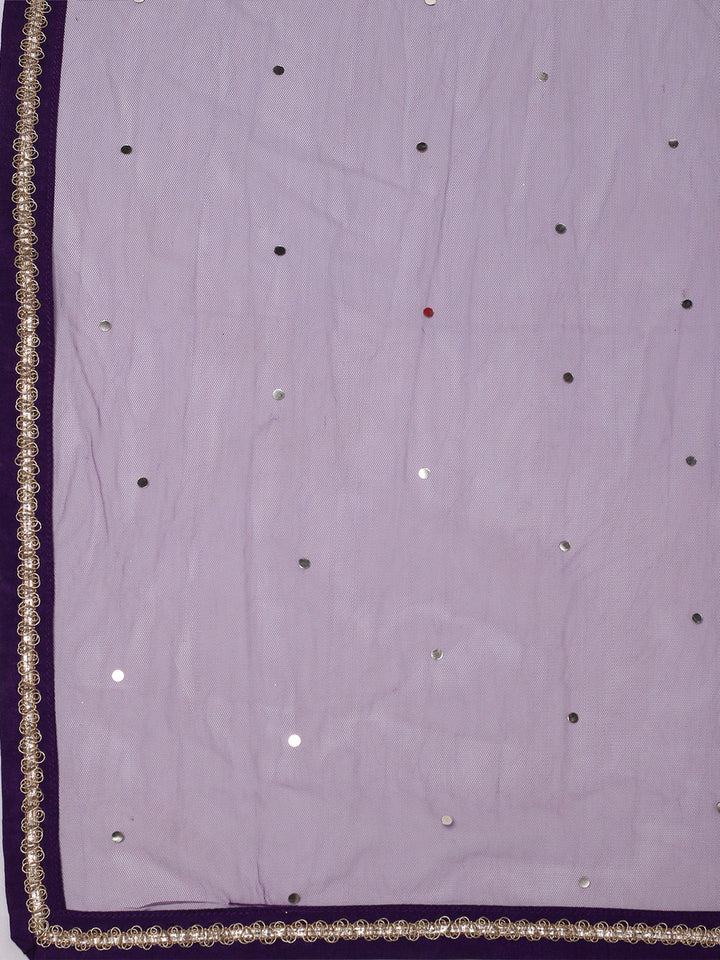Zari Embroidered Chinon Kurti With Lehenga &amp; Dupatta
