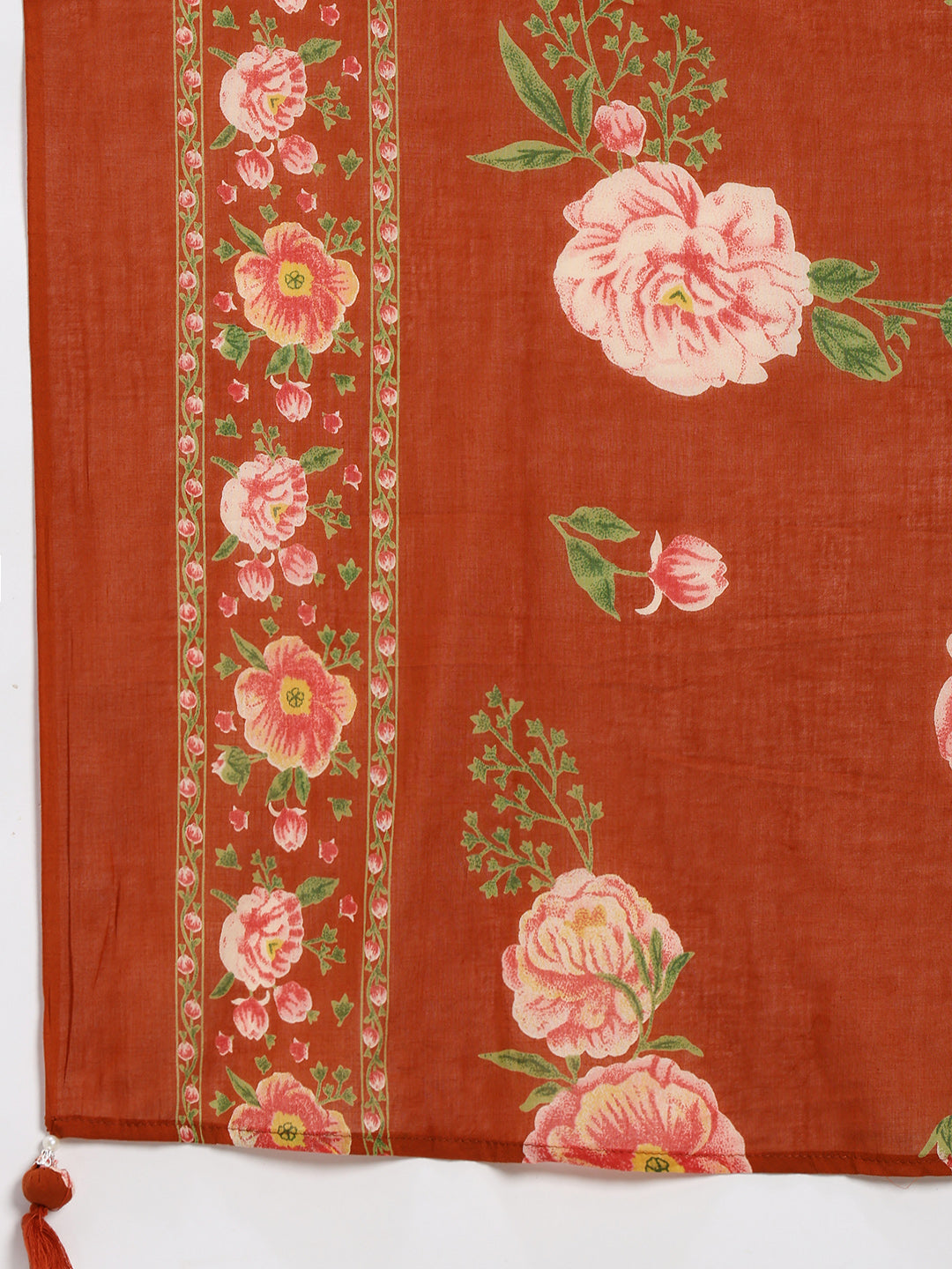 Printed Cotton Blend Kurta With Pants & Dupatta