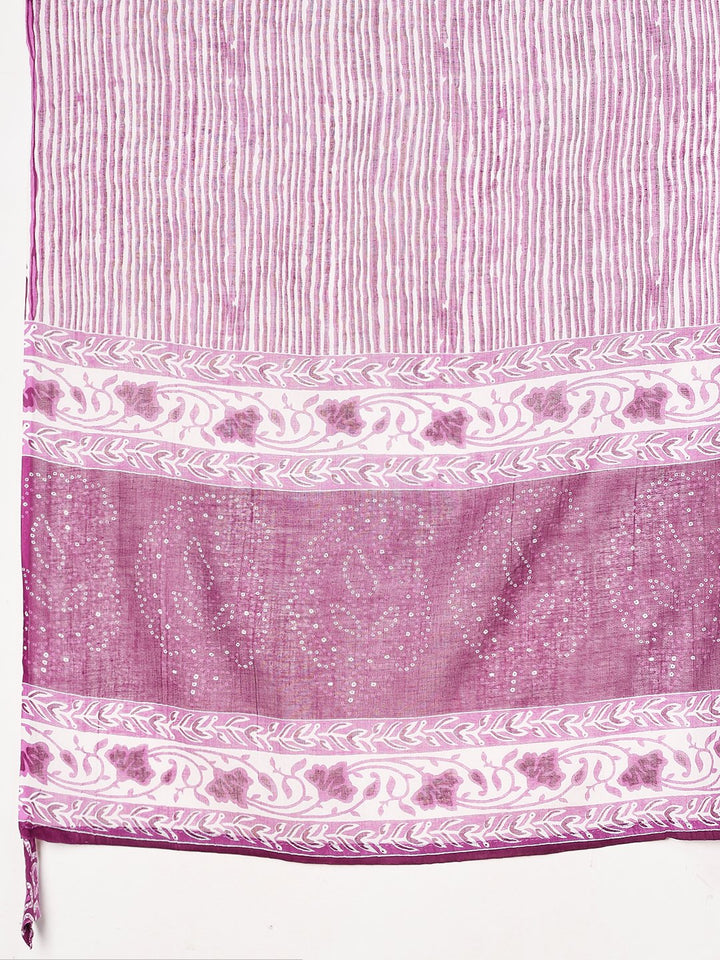 Printed Cotton Blend Kurta With Pant &amp; Dupatta