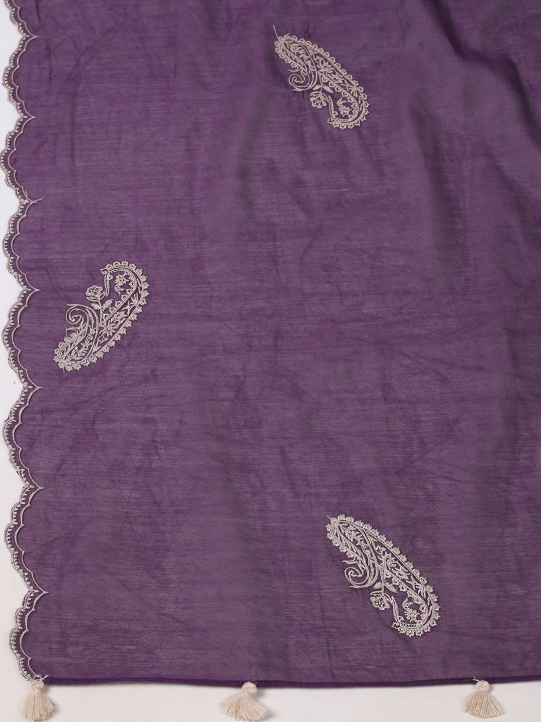Embroidered Chanderi Kurta With Pant & Dupatta