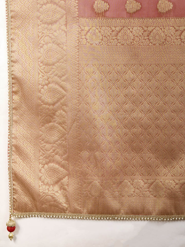 Zari Border Booti Woven Art Silk Saree